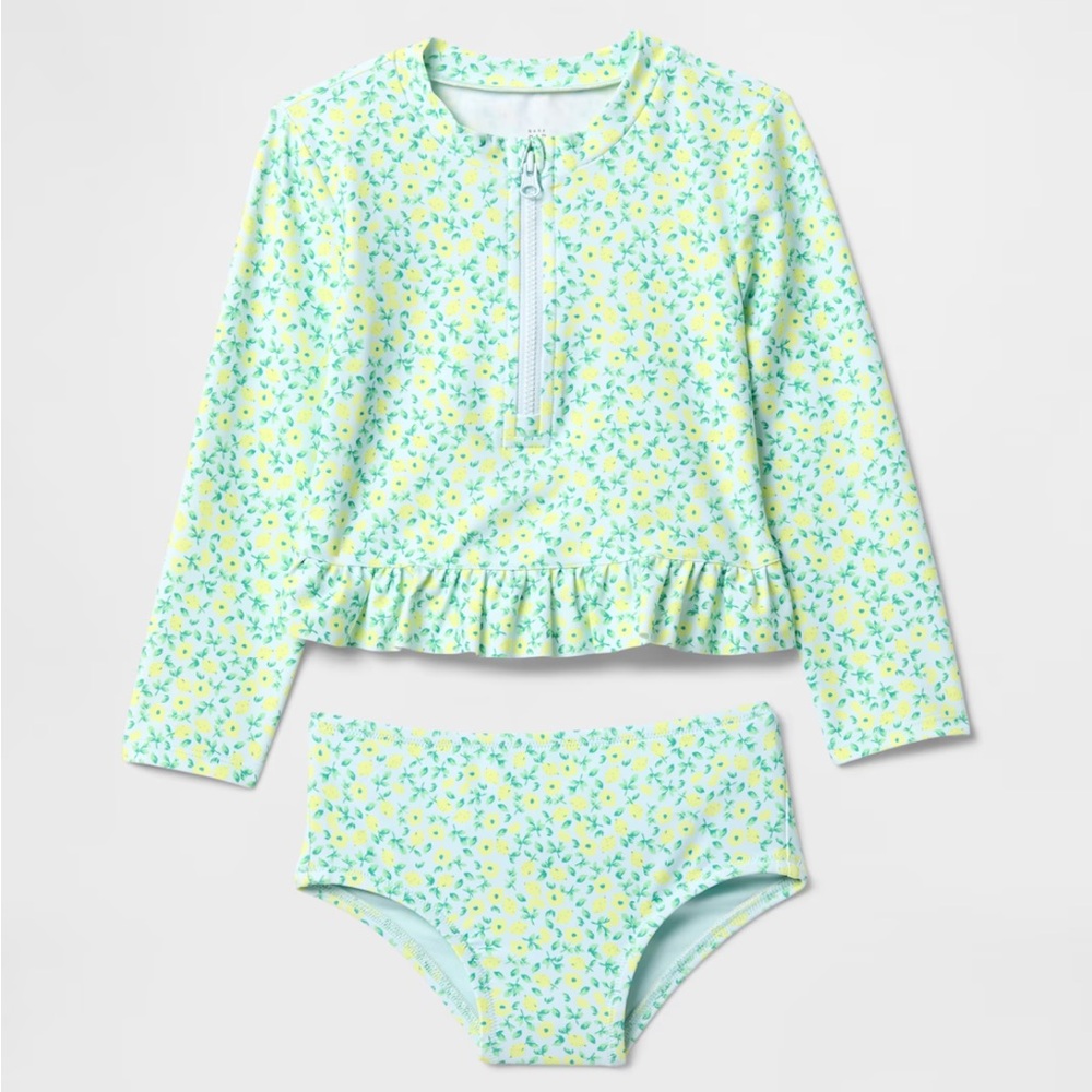 NWT Baby & Toddler Rash Guard Swim Two-Piece swimsuit size 4 years Azul Blue